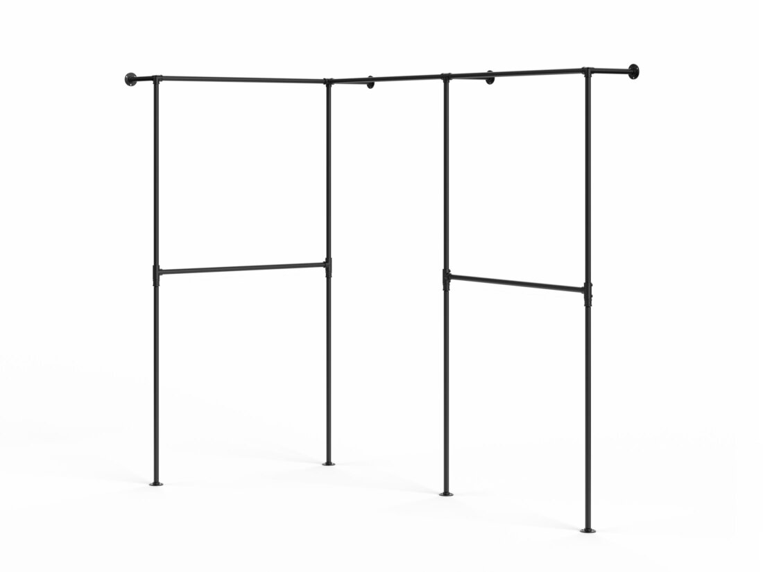 PIPE W-302 Kleiderstangensystem Ecke | 135/239x208x31 cm | schwarz