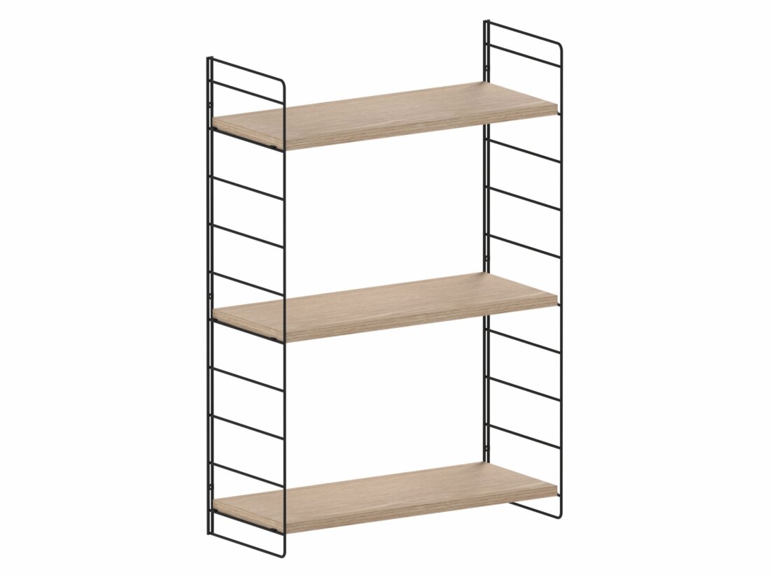 STEP L-1x2 Hanging Shelf | 63x90x27 cm | oak wood veneer/black