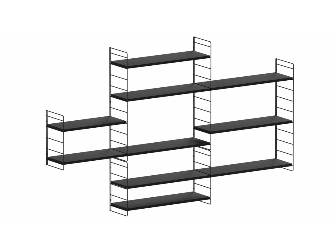 STEP MIX-3x4 Stufenregal | 224x135x27 cm | Dekor schwarz