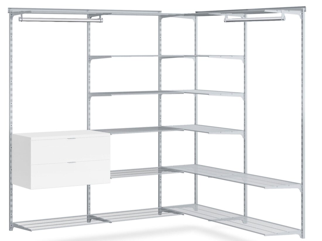 WALK-IN D-408 Corner Wardrobe System | 208/164x200x45 cm | Decor white