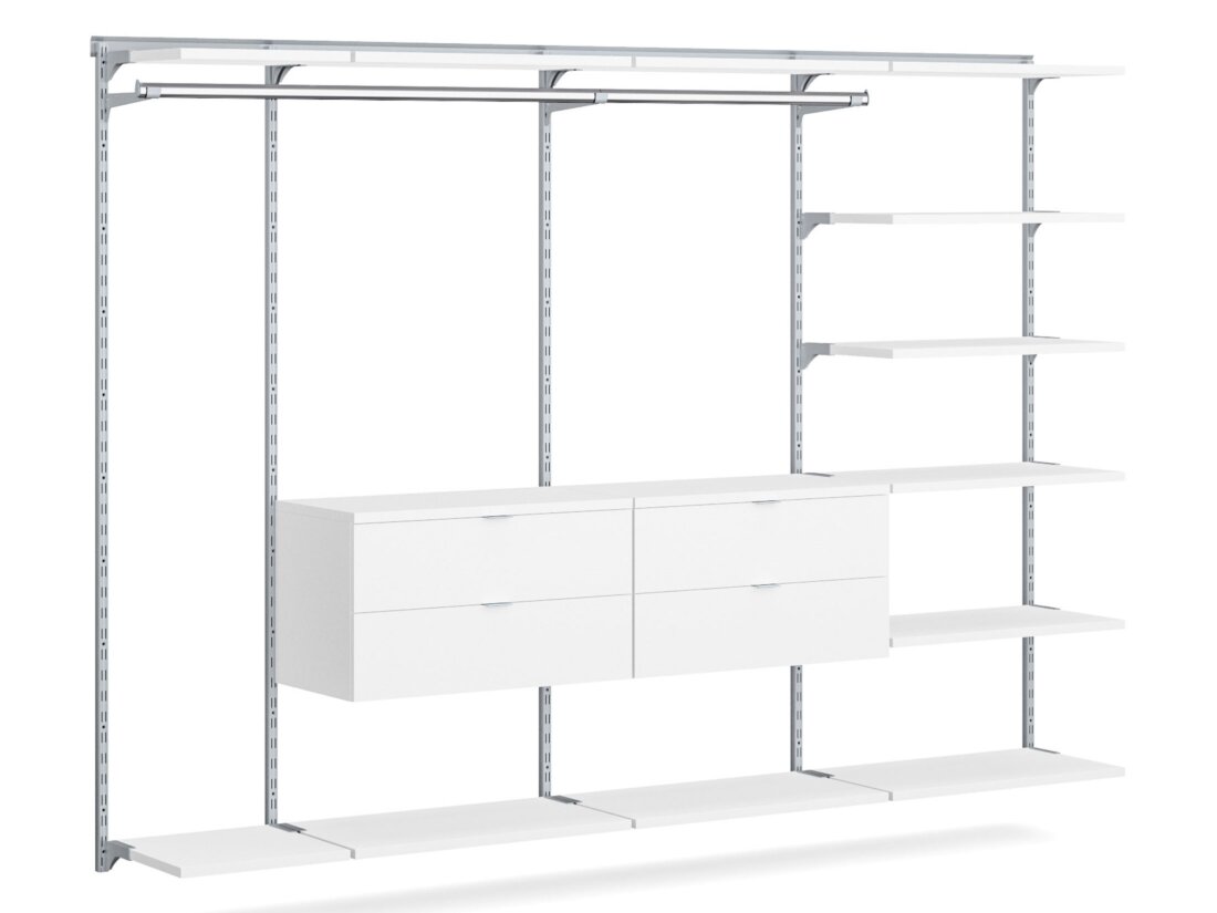 WALK-IN L-354 Schranksystem | 295x200x45 cm | weiß/grau