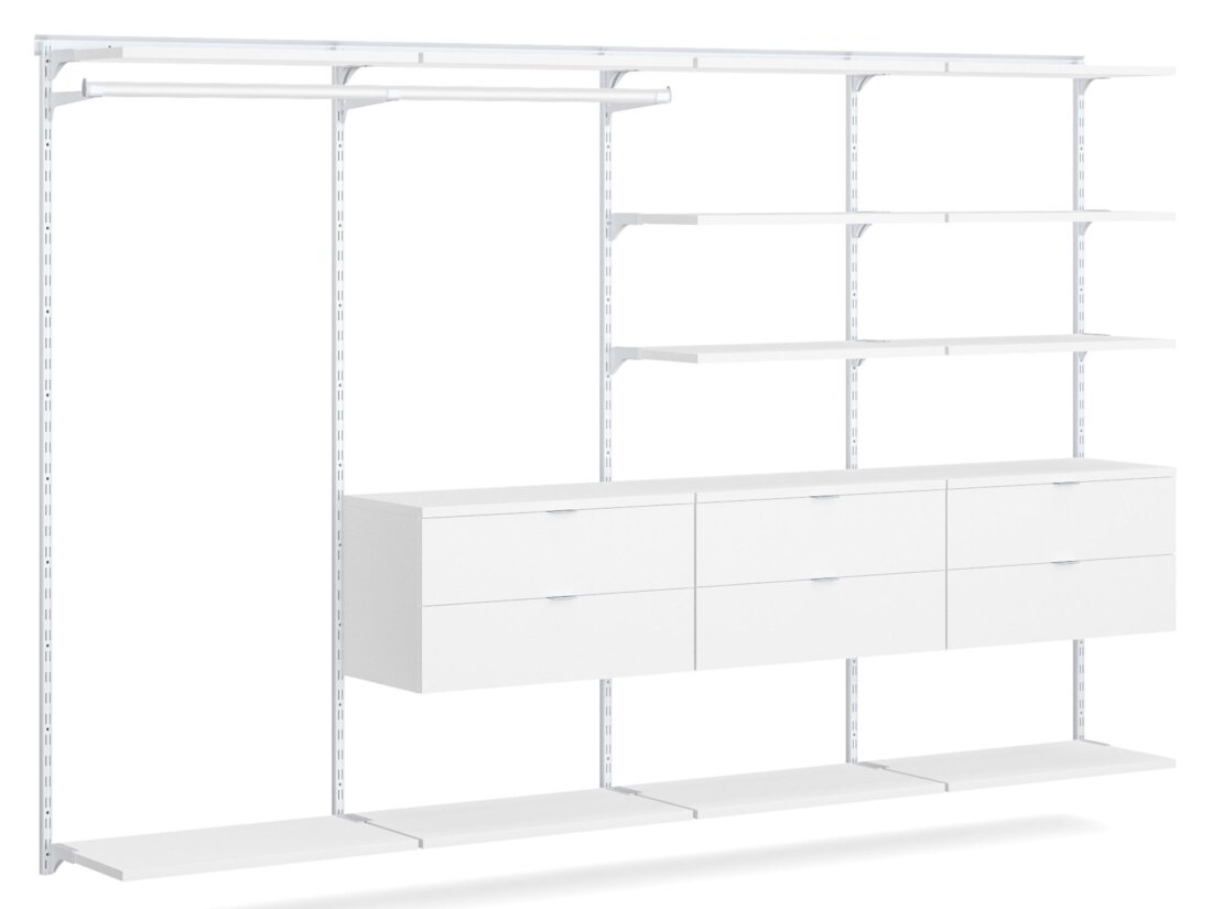 WALK-IN L-406 Étagère placard | 330x200x45 cm | Décor blanc