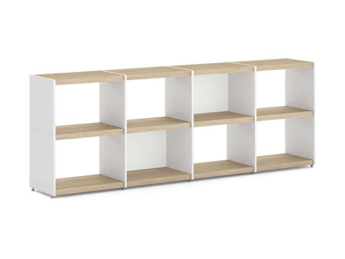 YOMO 4x2 Shelving System | 224x79x35 cm | oak/white