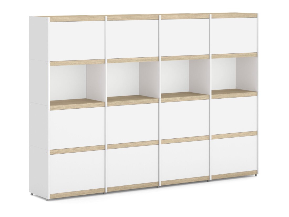 YOMO 4x4-P Regal mit Türen | 224x152x35 cm | eiche/weiß