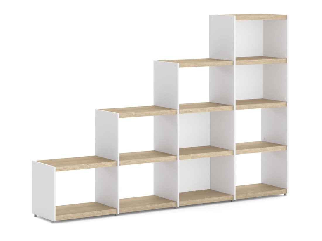 YOMO 4x4 Étagère escalier | 224x152x35 cm | chêne/blanc