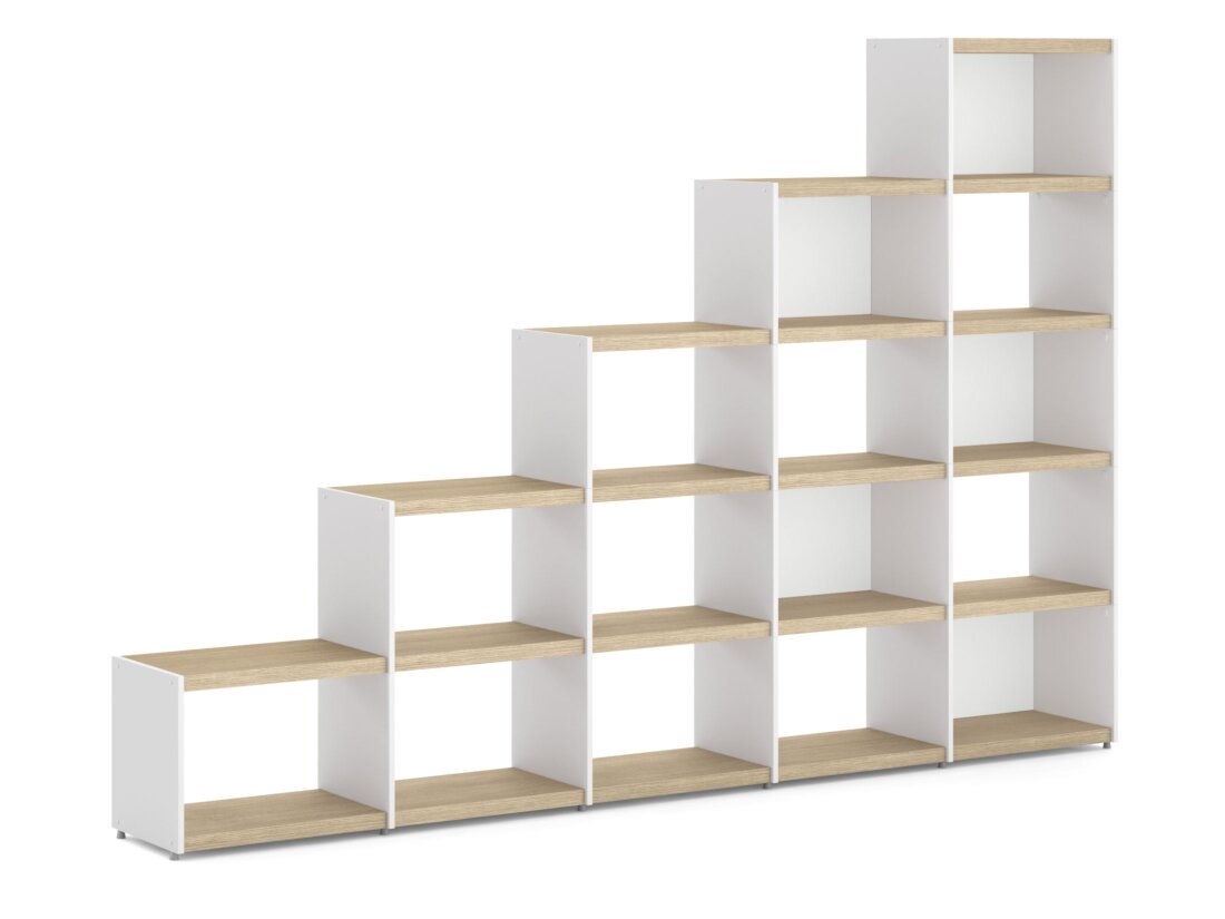 YOMO 5x5 Stepped Shelf | 280x189x35 cm | Decor oak