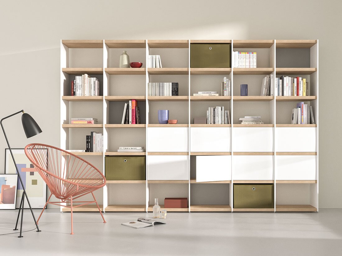 YOMO 6x6-P Shelving Unit with Doors | 335x225x35 cm | oak/white