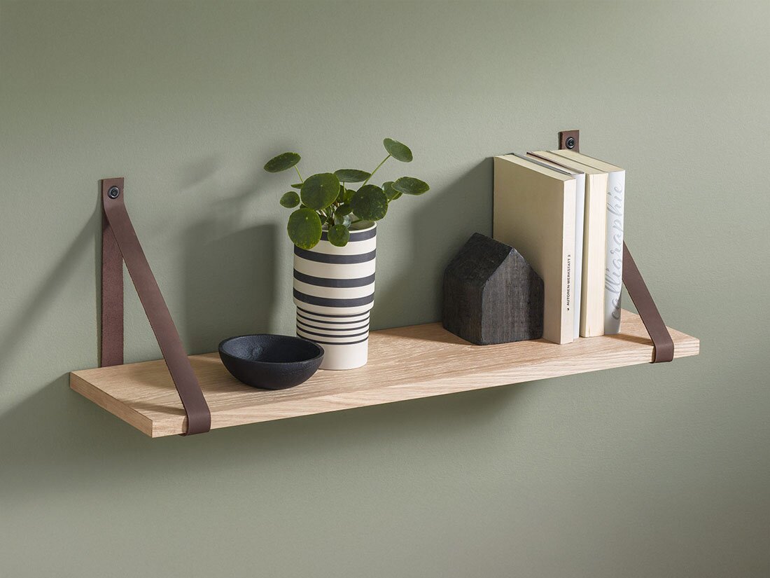 Regal Lederriemen - VINTAGE+LOOP eiche als Hängeregal