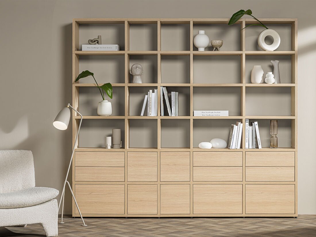 BOON Mix-5x6-P1 Étagère bibliothèque | 245x218x33 cm | chêne