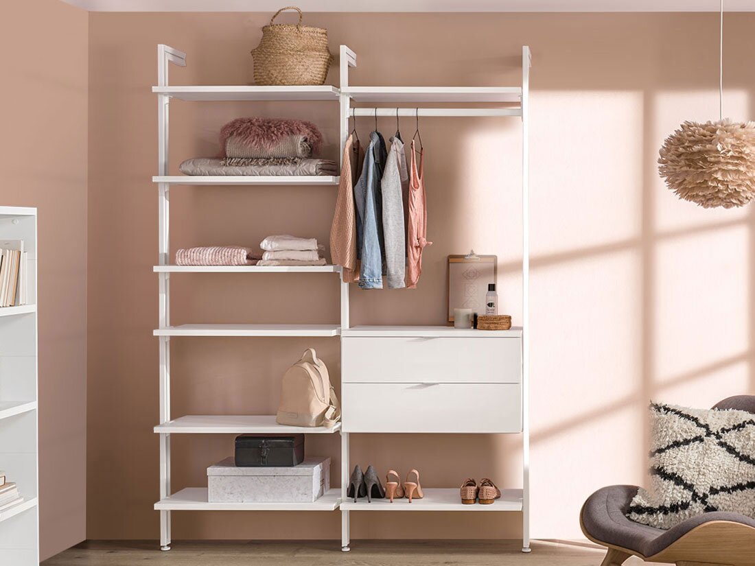 CLOS-IT W-204 Regalsystem Kleiderschrank | Dekor weiß