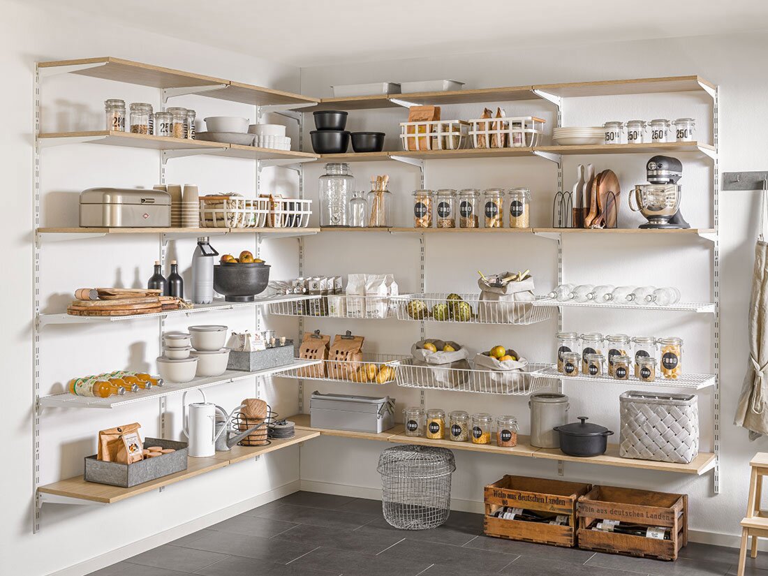 P-SLOT Mix-404 Corner Shelf | 163/244x200x42 cm | oak/white