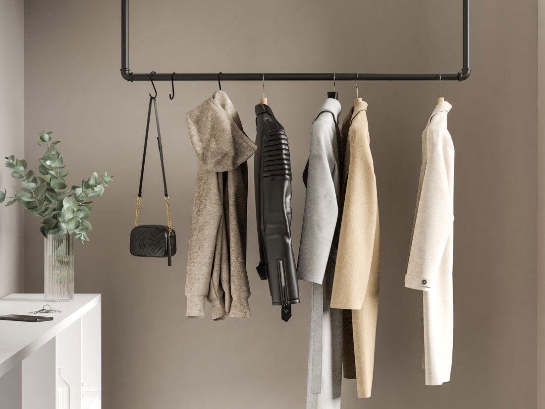 PIPE D-01 Kleiderstange Decke | schwarz