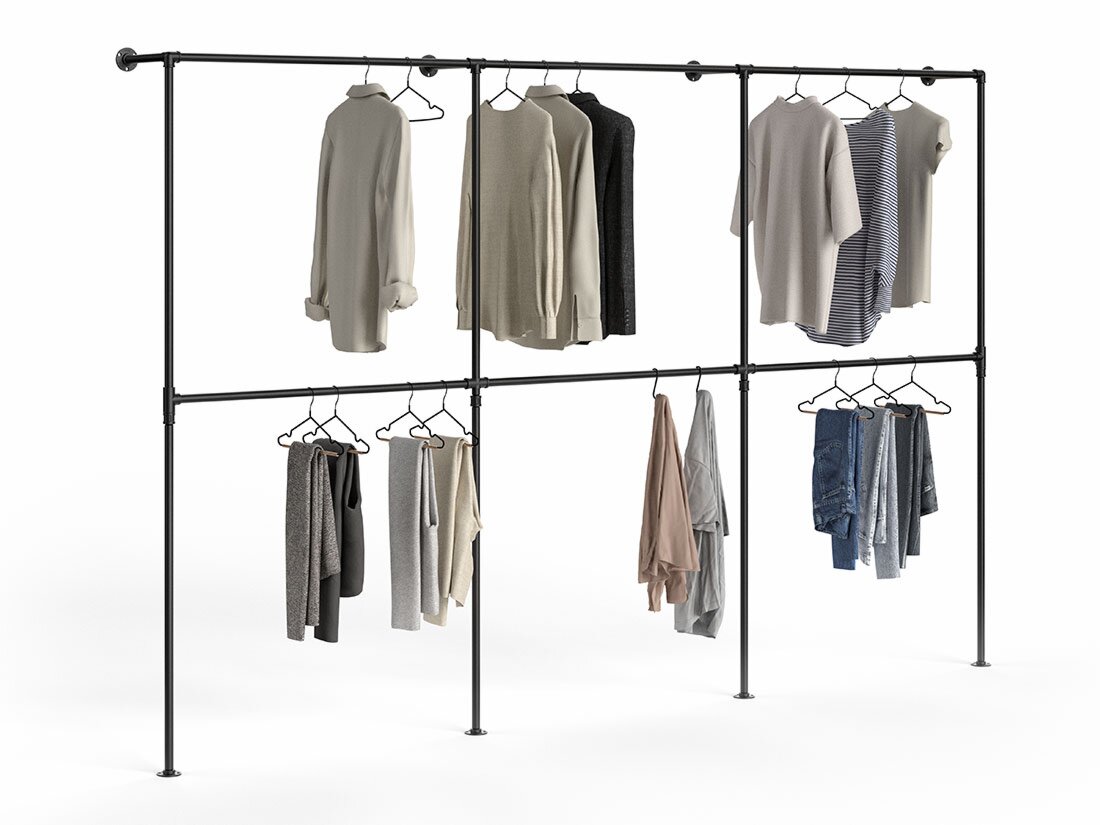 PIPE W-301 Clothes rail system | black