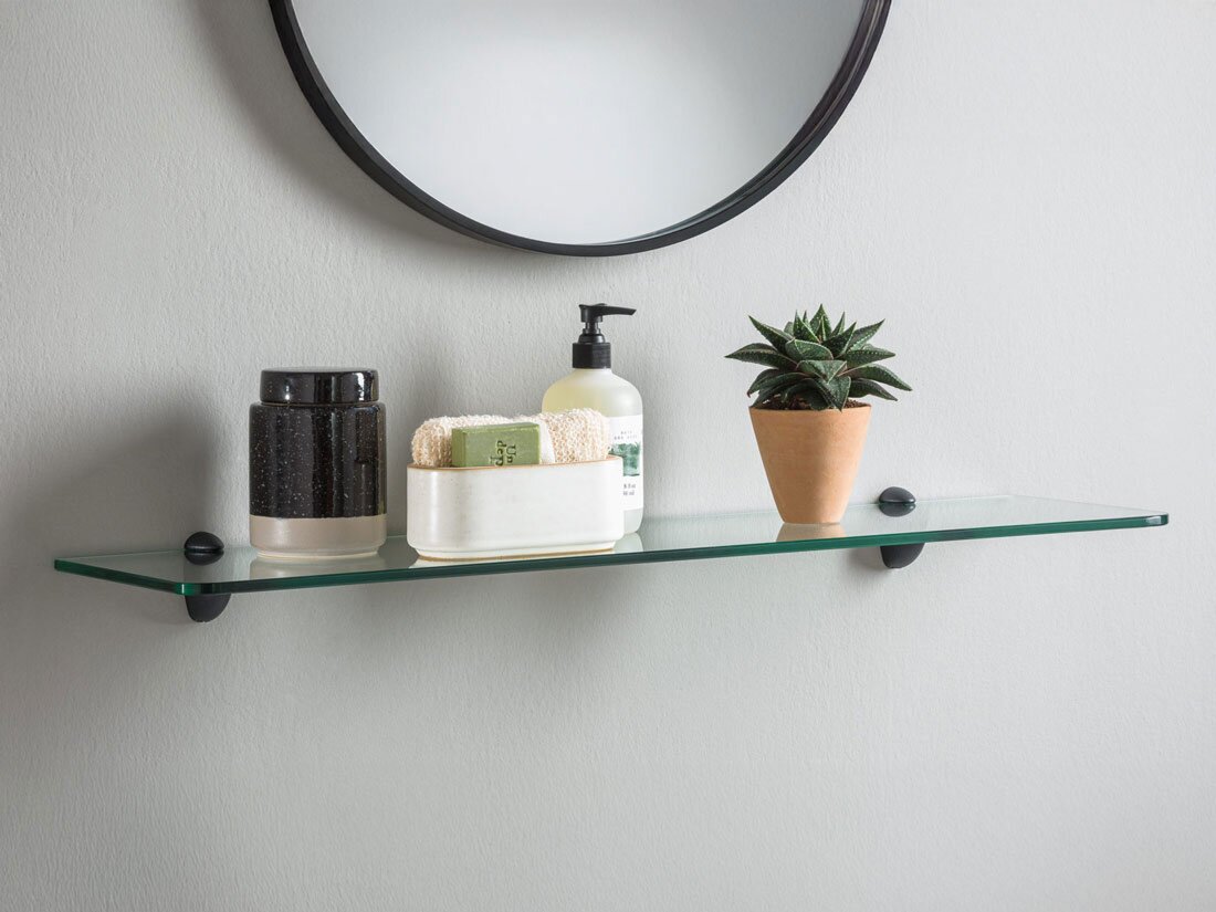 ROUND+JAM Badkamer wandrek glas