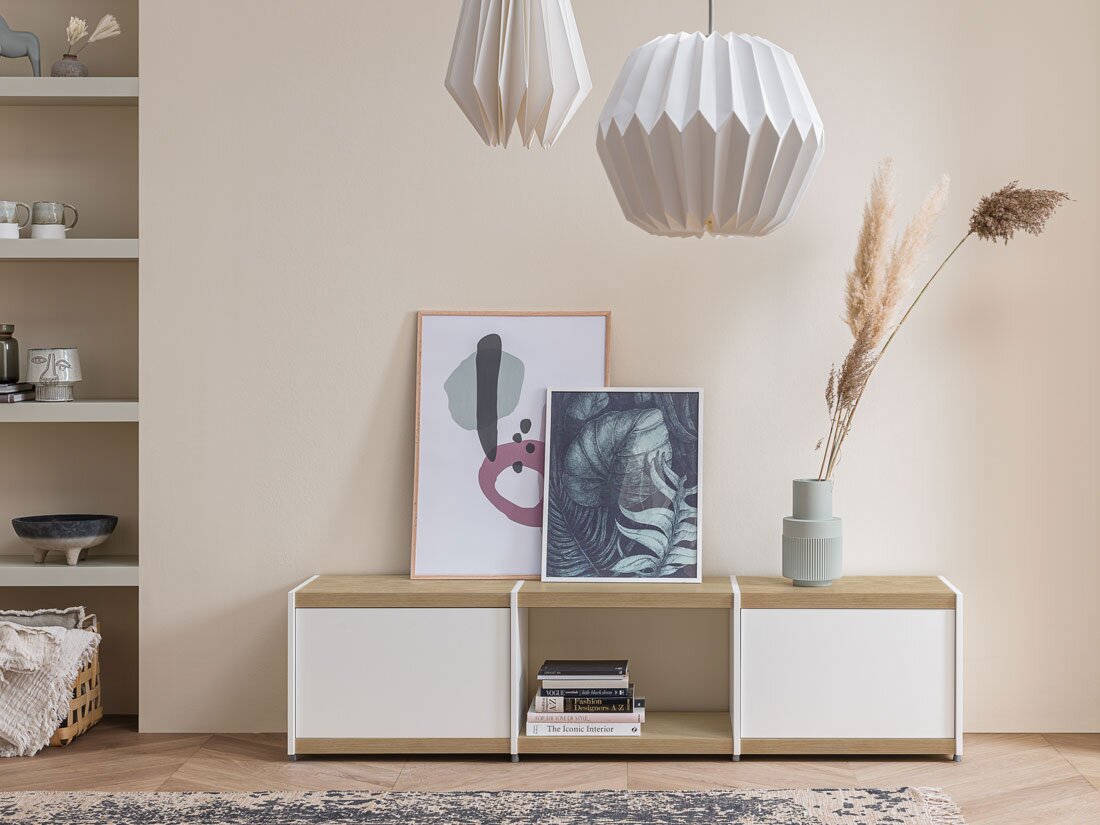 YOMO 3x1-P Lowboard | 168x42x35 cm | oak/white