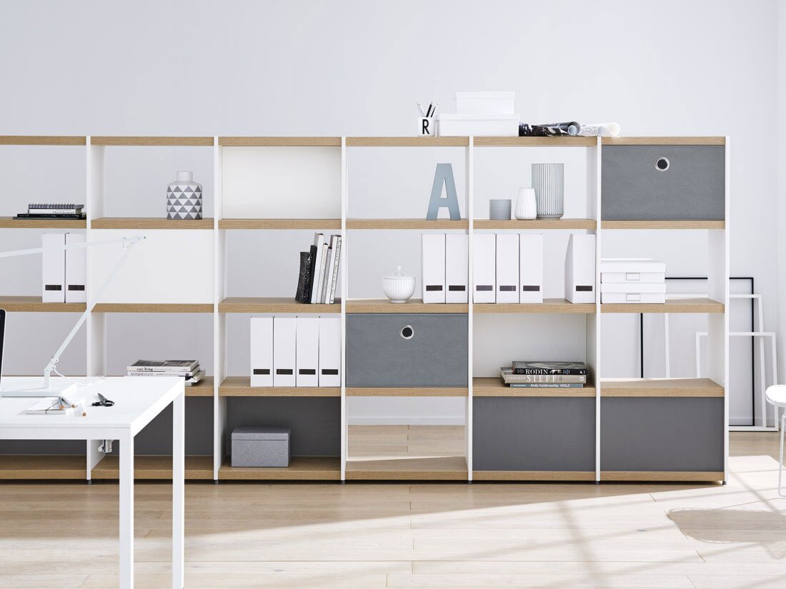 YOMO 6x4-P Opbergsysteem | 335x152x35 cm | eik/wit/stone