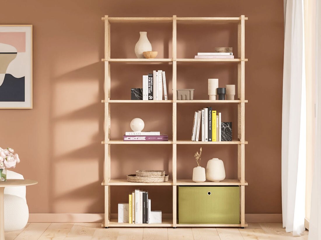 yomogiアイボリーロマンティック木製シェルフ AIKO 4x6-P Wooden Shelving Unit | 236x213x36 cm | oak