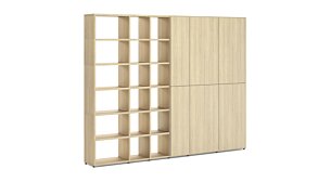BOON Mix-6x6-P1 Bücherregal mit Türen | 281x218x35 cm | eiche