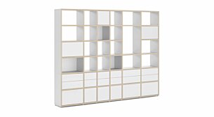 BOON Mix-6x6-P2 Regal mit Türen | 281x218x33 cm | weiß/eiche