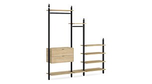 CLOS-IT D-254 Sloped ceiling wardrobe | 217x277/118x46 cm | oak/black