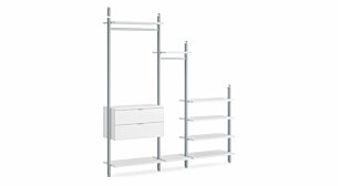 CLOS-IT D-254 Sloped ceiling wardrobe | 217x277/118x46 cm (LxHxD) | white/silver