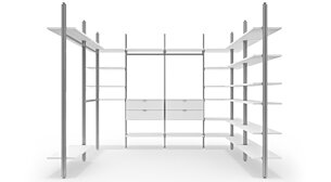 CLOS-IT D-806 Offener Kleiderschrank | 212/331x277x46 cm (LxHxT) | weiß/silber