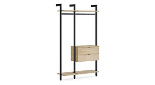 CLOS-IT W-154 Open Wardrobe System | 135x228x46 cm | oak/black