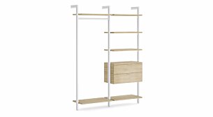 CLOS-IT W-204 Regalsystem Kleiderschrank | 168x228x46 cm | eiche/weiß