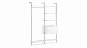 CLOS-IT W-204 Regalsystem Kleiderschrank | 168x228x46 cm (LxHxT) | weiß