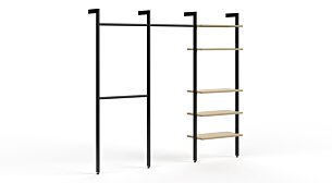 CLOS-IT W-303 Regalsystem Kleiderschrank | 250x228x44 cm (LxHxT) | eiche/schwarz