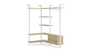 CLOS-IT W-308 Eckkleiderschrank | 130/168x228x46 cm (LxHxT) | eiche/weiß