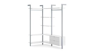 CLOS-IT W-308 Eckkleiderschrank | 130/168x228x46 cm (LxHxT) | weiß/silber