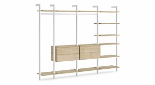 CLOS-IT W-354 Offener Kleiderschrank | 299x228x46 cm | eiche/weiß