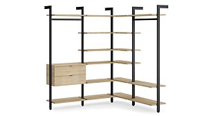 CLOS-IT W-408 Eckkleiderschrank | 212/168x228x46 cm (LxHxT) | eiche/schwarz