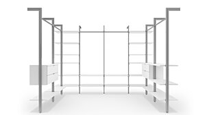 CLOS-IT W-808 Regalsystem Kleiderschrank | 212/331x228x46 cm (LxHxT) | weiß/silber