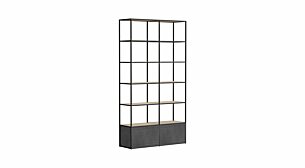 LIUM L-2x6-P Metallregal schwarz | 113x208x36 cm | Dekor eiche