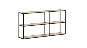 LIUM MIX-2x2 Hängeregalsystem | 145x71x27 cm | eiche/schwarz