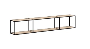 LIUM MIX-3x1 Hängeregalsystem | 200x37x27 cm | eiche/schwarz