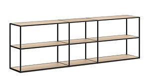 LIUM MIX-3x2 Regalsystem | 232x71x36 cm | eiche/schwarz