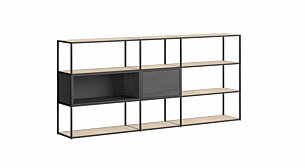 LIUM MIX-3x3-P Regal Wohnzimmer | 232x105x36 cm | eiche/schwarz