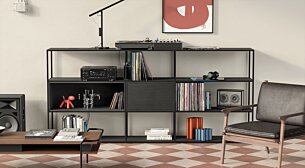 LIUM MIX-3x3-P Regal Wohnzimmer | 232x105x36 cm | esche schwarz/schwarz