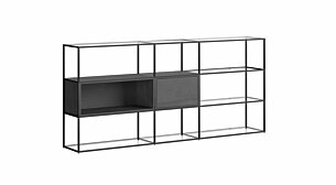 LIUM MIX-3x3-P Regal Wohnzimmer | 232x105x36 cm | klar/schwarz