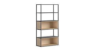 LIUM XL-1x5-P Bücherregal | 89x174x36 cm | esche schwarz/schwarz