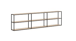 LIUM XL-3x2 Hängeregalsystem | 264x71x27 cm | eiche/schwarz