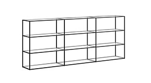 LIUM XL-3x3 Regalsystem | 264x105x36 cm | klar/schwarz