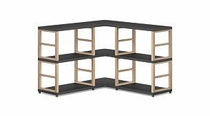 MAXX 3x2 Eckregal | 109/109x76x33 cm (LxHxT) | schwarz/esche