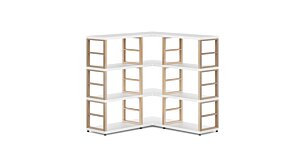 MAXX 3x3 Eckregal | 109/109x112x33 cm (LxHxT) | weiß/esche