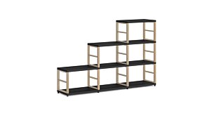 MAXX 3x3 Stufenregal | 174x112x33 cm (LxHxT) | schwarz/esche