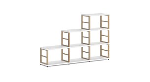 MAXX 3x3 Stufenregal | 174x112x33 cm (LxHxT) | weiß/esche