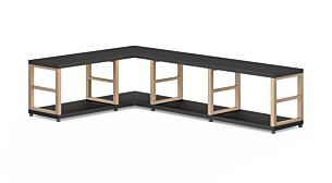 MAXX 4x1 Eckregal | 166/109x40x33 cm (LxHxT) | Dekor schwarz